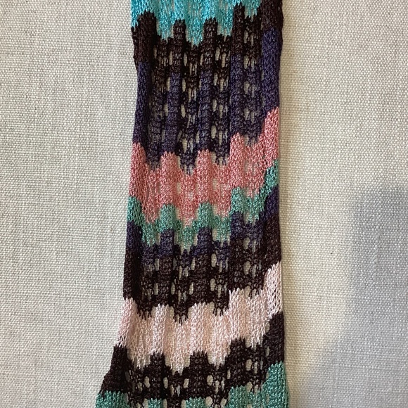 Boho Knit Multicolor Fringe Scarf – 80" Long (96" w/ Tassels) – Soft Open-Weave - Picture 5 of 6